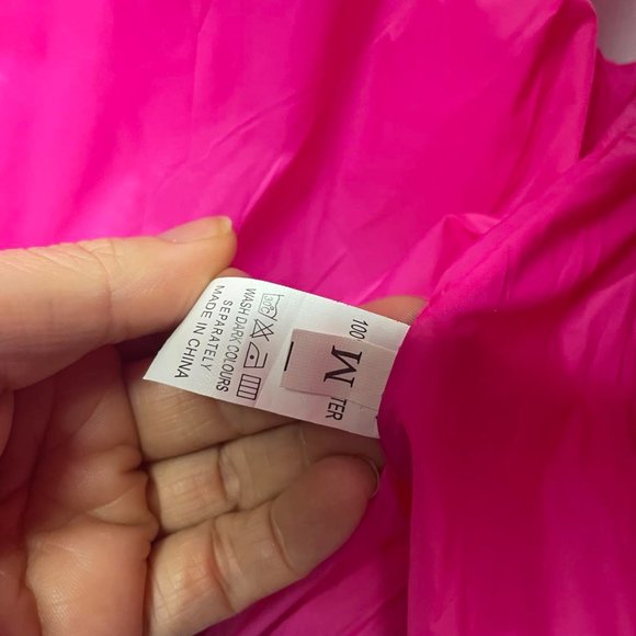 Cropped Puffer Vest Hot Pink Medium - Picture 2 of 4